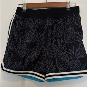 Black Pineapple Pattern Athletic Shorts